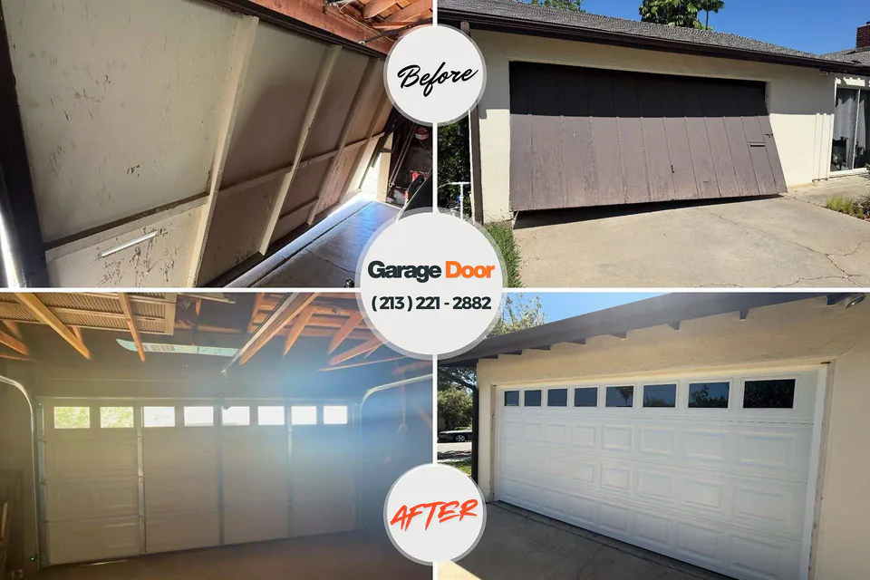 Before and after: garage door repair Drew, MS
